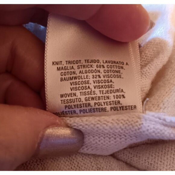 Moth Anthropologie Cream Ivory Medium Sweater, Sheer Arm Stripe, Long Sleeve - Picture 6 of 6